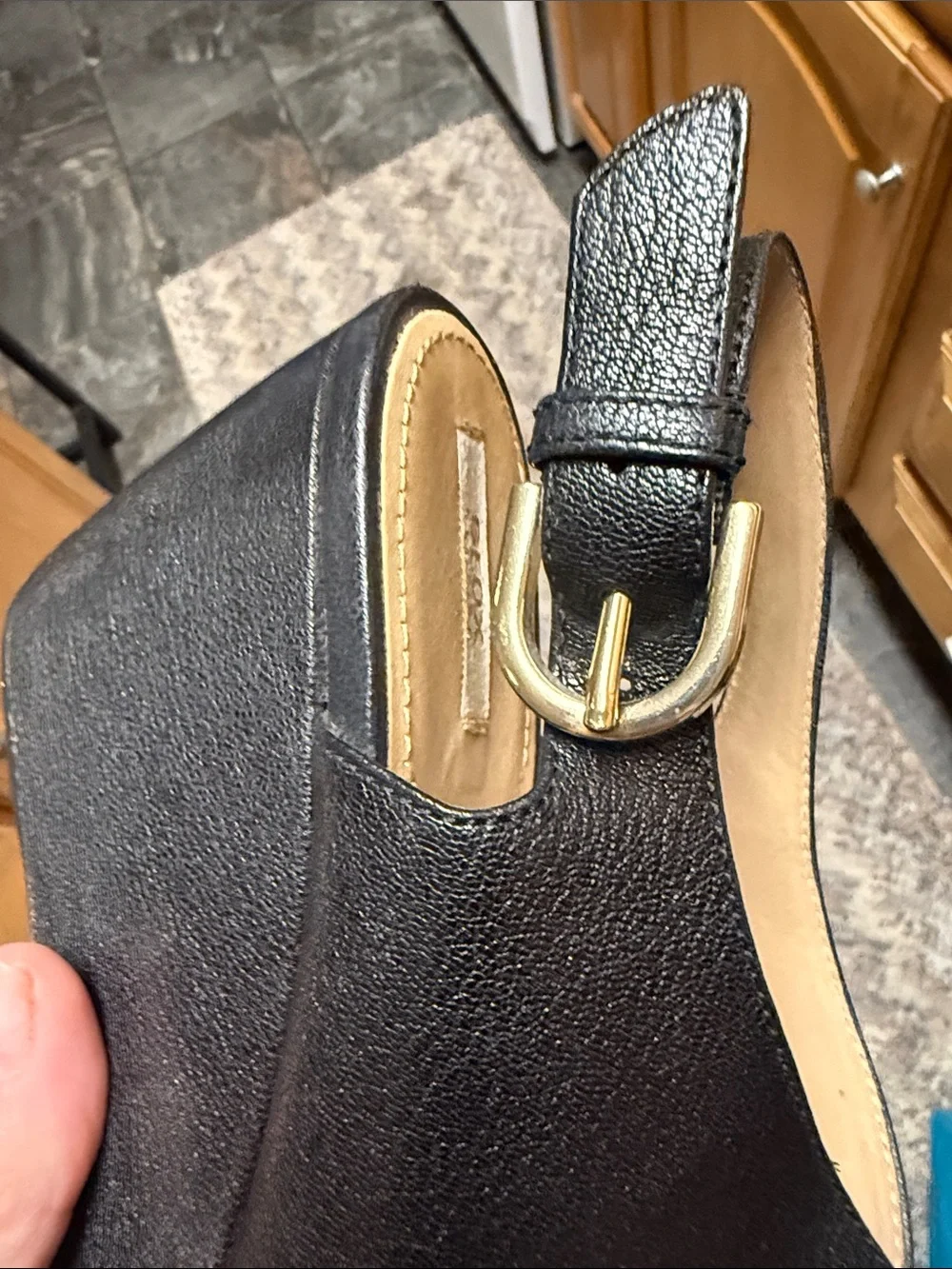 Geox Black Leather Crisscross Slingback Wedge Sandals
